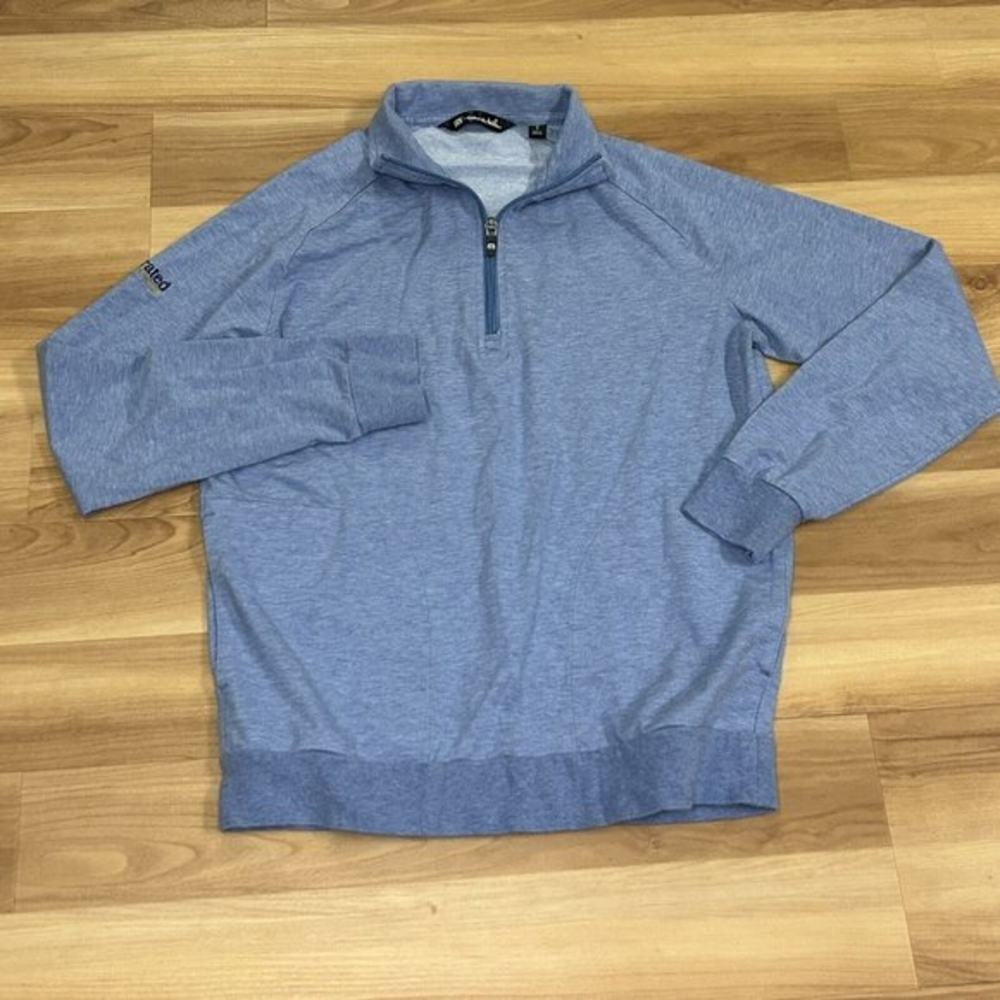 Travis Mathew Men's 1/4 Zip Sm Pullover Golf Stretch Athletic Shirt Jacket Logo